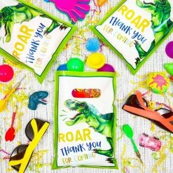 Blue Panda Dinosaur Party Favor Goodie Bags (100 Pack)