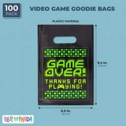 Blue Panda Party Bags And Boxes Video Game Party Favor Goodie Bags (9.3 X 6.5 In, 100 Pack)