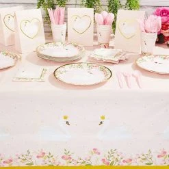 Blue Panda Party Favor Bags, Swan Princess Party Supplies (8.6 X 5.1 In, Pink, 24-Pack)