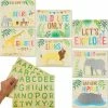 Blue Panda Jungle Safari Animal Party Signs With Alphabet Stickers (7 Pieces, 3 Stickers Sheets)