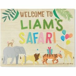 Blue Panda Jungle Safari Animal Party Signs With Alphabet Stickers (7 Pieces, 3 Stickers Sheets)