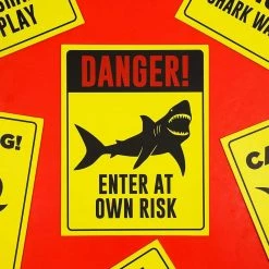 Blue Panda Shark Zone Party Decorations, Funny Wall Decor Signs For Kid's Birthday Party, Ocean Theme (8.6 X 11 Inches, 6 Pack)