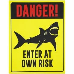 Blue Panda Shark Zone Party Decorations, Funny Wall Decor Signs For Kid's Birthday Party, Ocean Theme (8.6 X 11 Inches, 6 Pack)