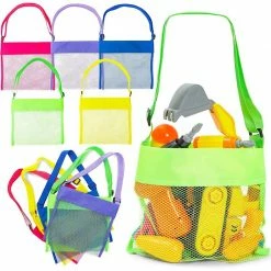 Blue Panda Mesh Shell Collecting Beach Bags With Adjustable Tote Straps In 5 Colors (10 Pack) Party Bags And Boxes
