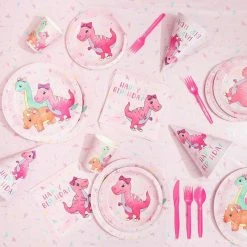 Blue Panda Pink Baby Dinosaur Birthday Party Supplies For Girl, Serves 24 (194 Pieces) Dinnerware Sets 14 Blue Panda Pink Baby Dinosaur Birthday Party Supplies For Girl, Serves 24 (194 Pieces) Dinnerware Sets