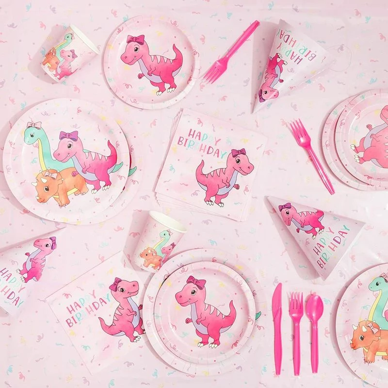 Blue Panda Pink Baby Dinosaur Birthday Party Supplies For Girl, Serves 24 (194 Pieces) Dinnerware Sets 6 Blue Panda Pink Baby Dinosaur Birthday Party Supplies For Girl, Serves 24 (194 Pieces) Dinnerware Sets