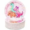 Blue Panda Girl's Birthday Pink Dinosaur Party Supplies, Paper Plates (9 Inches, 80 Pack)