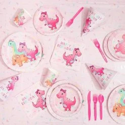 Blue Panda Girl's Birthday Pink Dinosaur Party Supplies, Paper Plates (9 Inches, 80 Pack) 9 Blue Panda Girl's Birthday Pink Dinosaur Party Supplies, Paper Plates (9 Inches, 80 Pack)