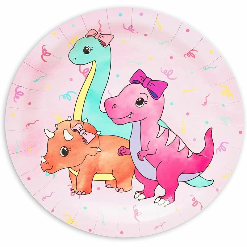 Blue Panda Girl's Birthday Pink Dinosaur Party Supplies, Paper Plates (9 Inches, 80 Pack) 6 Blue Panda Girl's Birthday Pink Dinosaur Party Supplies, Paper Plates (9 Inches, 80 Pack)