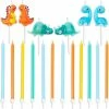 Blue Panda 3D Dinosaur Cake Topper With Thin Candles In Holders (18-Pack)