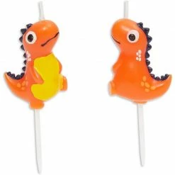 Blue Panda 3D Dinosaur Cake Topper With Thin Candles In Holders (18-Pack)