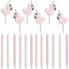 Blue Panda Pink Flamingo Candles And Party Supplies (18 Pieces)