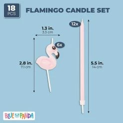 Blue Panda Pink Flamingo Candles And Party Supplies (18 Pieces)