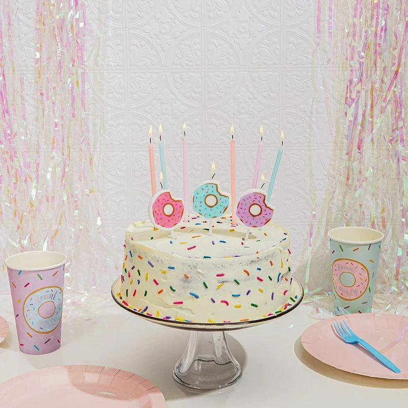 Blue Panda Donut Cake Toppers With Birthday Candles For Kid's Parties, Photo Booths (Pastel, 18 Pieces) 5 Blue Panda Donut Cake Toppers With Birthday Candles For Kid's Parties, Photo Booths (Pastel, 18 Pieces)