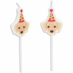 Blue Panda Puppy Dog Cake Toppers With Thin Candles In Holders (18 Pieces) 15 Blue Panda Puppy Dog Cake Toppers With Thin Candles In Holders (18 Pieces)