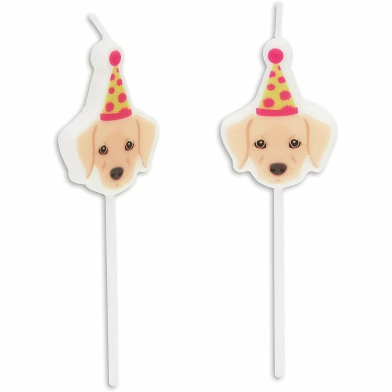 Blue Panda Puppy Dog Cake Toppers With Thin Candles In Holders (18 Pieces) 8 Blue Panda Puppy Dog Cake Toppers With Thin Candles In Holders (18 Pieces)