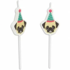 Blue Panda Puppy Dog Cake Toppers With Thin Candles In Holders (18 Pieces) 16 Blue Panda Puppy Dog Cake Toppers With Thin Candles In Holders (18 Pieces)