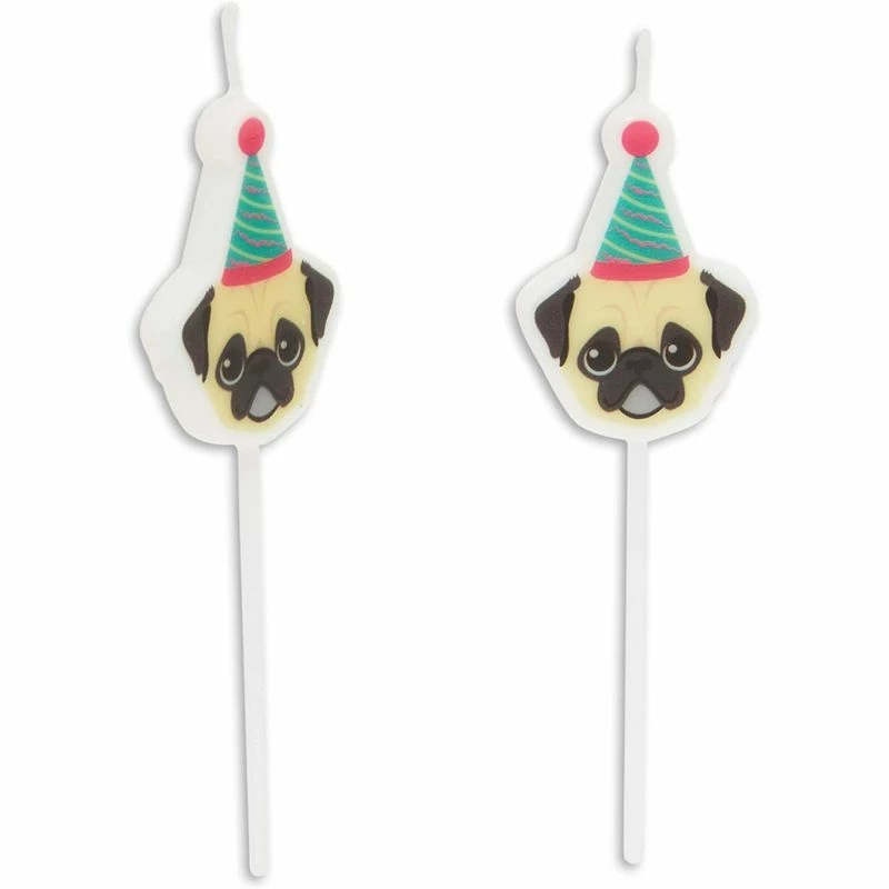 Blue Panda Puppy Dog Cake Toppers With Thin Candles In Holders (18 Pieces) 9 Blue Panda Puppy Dog Cake Toppers With Thin Candles In Holders (18 Pieces)
