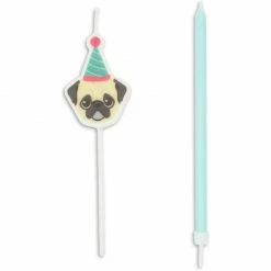 Blue Panda Puppy Dog Cake Toppers With Thin Candles In Holders (18 Pieces) 17 Blue Panda Puppy Dog Cake Toppers With Thin Candles In Holders (18 Pieces)