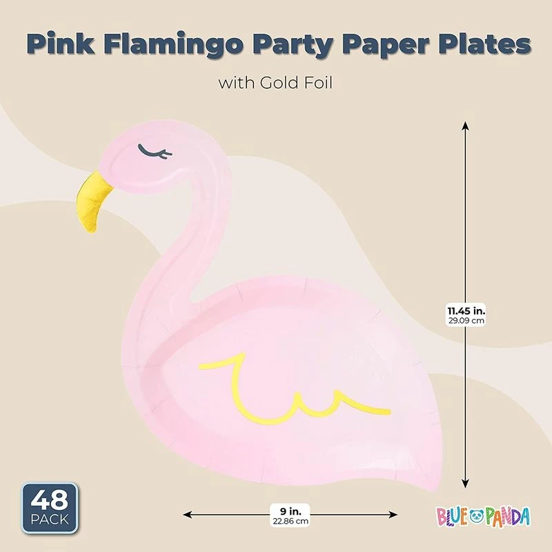 Blue Panda Pink Flamingo Party Paper Plates With Gold Foil (9 X 11.45 Inches, 48 Pack) 4 Blue Panda Pink Flamingo Party Paper Plates With Gold Foil (9 X 11.45 Inches, 48 Pack)