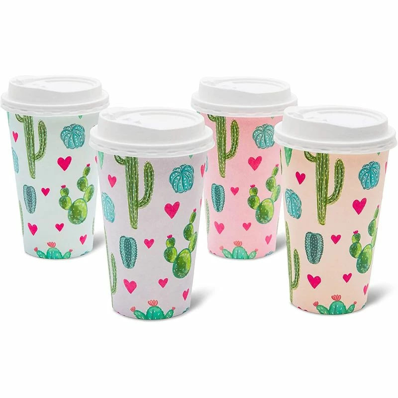 Blue Panda Insulated Coffee Cups With Lids, Cactus Design (16 Oz, 48-Pack) 7 Blue Panda Insulated Coffee Cups With Lids, Cactus Design (16 Oz, 48-Pack)