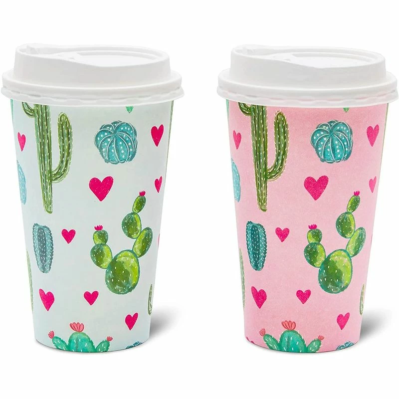 Blue Panda Insulated Coffee Cups With Lids, Cactus Design (16 Oz, 48-Pack) 9 Blue Panda Insulated Coffee Cups With Lids, Cactus Design (16 Oz, 48-Pack)