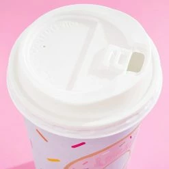 Blue Panda Donut Party Insulated Coffee Cups With Lids (16 Oz, 4 Pastel Designs, 48 Pack)