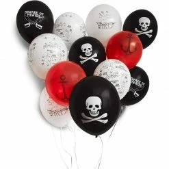 Blue Panda Pirate Birthday Party Balloon Kit With String (Black, White, Red, 15 Balloons)