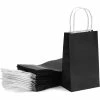 Blue Panda Paper Party Gift Bags With Handles (9 X 5.3 In, Black, 25-Pack)