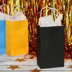 Blue Panda Paper Party Gift Bags With Handles (9 X 5.3 In, Black, 25-Pack) 10 Blue Panda Paper Party Gift Bags With Handles (9 X 5.3 In, Black, 25-Pack)