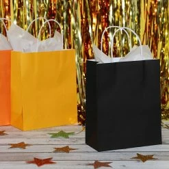 Blue Panda Party Bags And Boxes Paper Party Gift Bags With Handles (8 X 10 In, Medium Size, Black, 25-Pack)