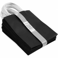 Blue Panda Party Bags And Boxes Paper Party Gift Bags With Handles (8 X 10 In, Medium Size, Black, 25-Pack)