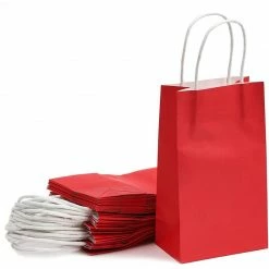 Blue Panda Paper Party Gift Bags With Handles (9 X 5.3 In, Red, 25-Pack) Party Bags And Boxes