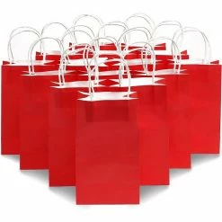 Blue Panda Paper Party Gift Bags With Handles (9 X 5.3 In, Red, 25-Pack) Party Bags And Boxes