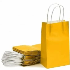 Blue Panda Paper Party Gift Bags With Handles (9 X 5.3 In, Yellow, 25-Pack)