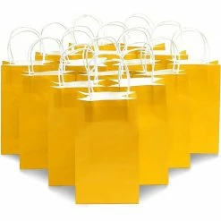 Blue Panda Paper Party Gift Bags With Handles (9 X 5.3 In, Yellow, 25-Pack)