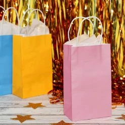 Blue Panda Paper Party Gift Bags With Handles (9 X 5.3 In, Pink, 25-Pack)