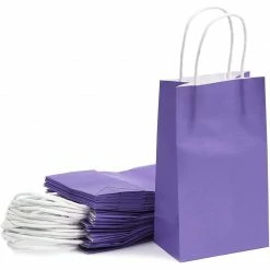 Blue Panda Paper Party Gift Bags With Handles (9 X 5.3 In, Purple, 25-Pack)