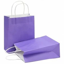Blue Panda Paper Party Gift Bags With Handles (8 X 10 In, Medium Size, Purple, 25-Pack) Party Bags And Boxes