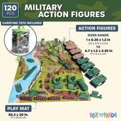 Blue Panda Military Action Figures And Accessory Kit (120 Pieces)
