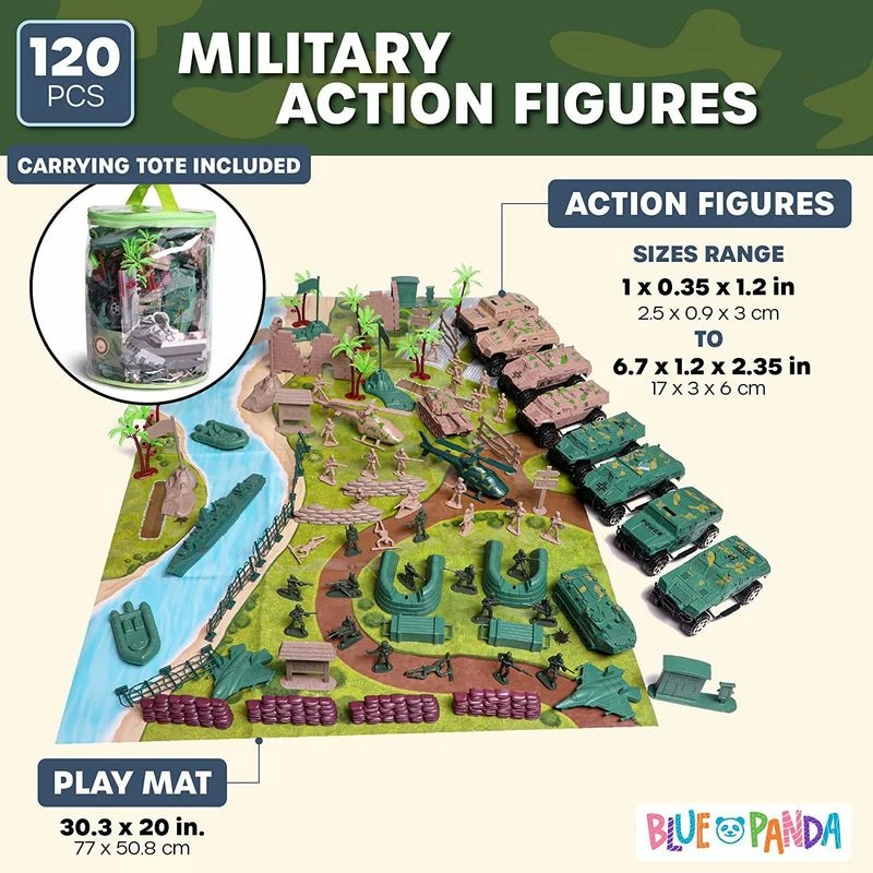 Blue Panda Military Action Figures And Accessory Kit (120 Pieces) 4 Blue Panda Military Action Figures And Accessory Kit (120 Pieces)