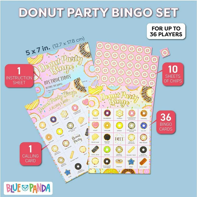 Blue Panda Games Donut Bingo Party Game For Birthdays, Donut Grow Up (5 X 7 Inches, 36 Cards) 4 Blue Panda Games Donut Bingo Party Game For Birthdays, Donut Grow Up (5 X 7 Inches, 36 Cards)