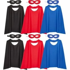 Blue Panda Action Hero Dress Up Capes And Masks Costume Set For Kids (3 Colors, 12 Pieces) Superhero