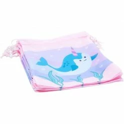 Blue Panda Special Occasions Drawstring Favor Bags For Kids Narwhal Birthday Party (10 X 12 In, 12 Pack)