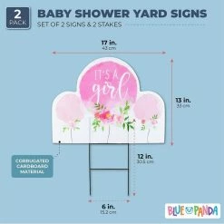 Blue Panda Baby Shower Yard Signs With Stakes, It’s A Girl (17 X 13 In, 2 Pack) Special Occasions