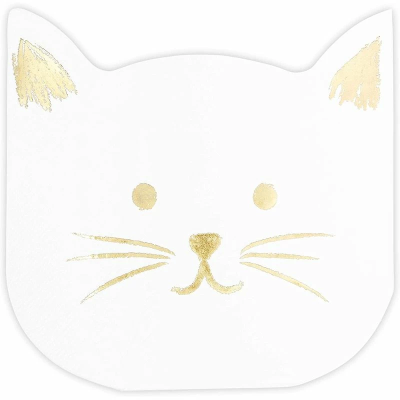 Blue Panda White Paper Napkins With Gold Foil For Cat Party Supplies (6.5 X 6.5 In, 50-Pack) 5 Blue Panda White Paper Napkins With Gold Foil For Cat Party Supplies (6.5 X 6.5 In, 50-Pack)