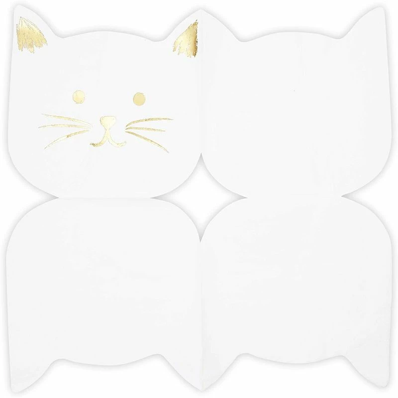 Blue Panda White Paper Napkins With Gold Foil For Cat Party Supplies (6.5 X 6.5 In, 50-Pack) 7 Blue Panda White Paper Napkins With Gold Foil For Cat Party Supplies (6.5 X 6.5 In, 50-Pack)