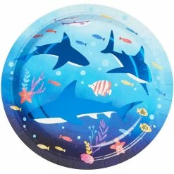 Blue Panda Under The Sea Shark Birthday Party Paper Plates (7 Inches, 48 Pack)