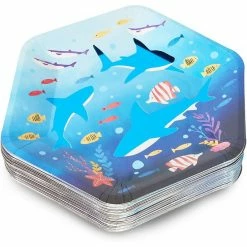 Blue Panda Under The Sea Shark Birthday Party Paper Plates, Hexagon (9 Inches, 48 Pack) 9 Blue Panda Under The Sea Shark Birthday Party Paper Plates, Hexagon (9 Inches, 48 Pack)