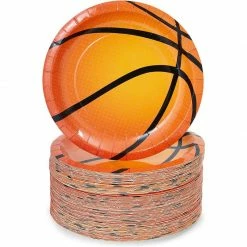 Blue Panda Basketball Paper Plates For Sports Party (7 In, 80 Pack)